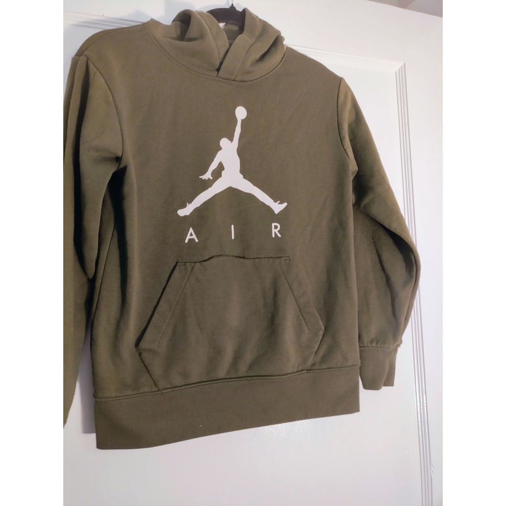 Jordan Air Jumpman Hoodie Youth M Olive Green Pullover Sweatshirt